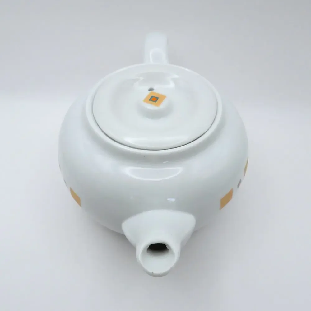 Vintage Liz Claiborne Delights to a Tea Teapot Gold Geometric Squares